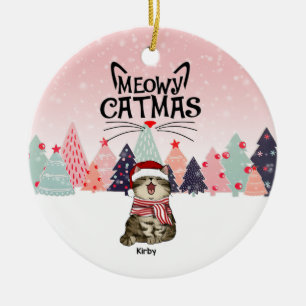 Personlig Kat-julprydnad, Meowy Julafton Julgransprydnad Keramik