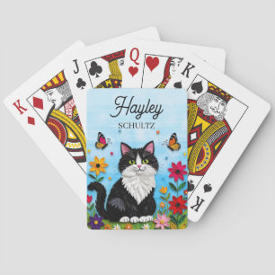 Personlig Katt, Blommor och Fjärilar Casinokort