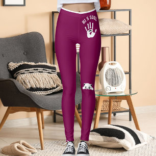 Personlig katt handdjur vin vitrandig present leggings