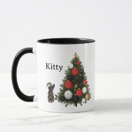 Personlig Katt & Julgran Kaffe Mugg