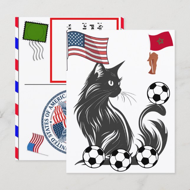 Personlig katt Marocko fotboll fjärde juli Helg Vykort (Fram/baksida)