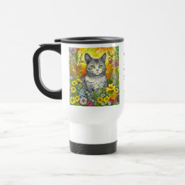 Personlig Katt och blommor Resemugg