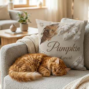 Personlig katt på jobbet repa foto kudde