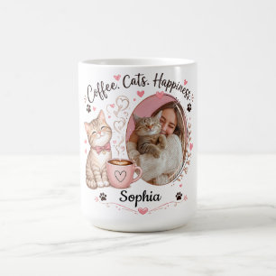 Personlig Kattälskare Foto & Namn Kaffemugg