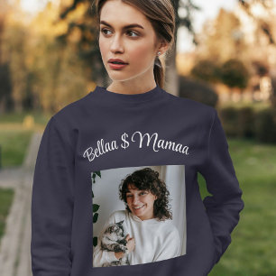 Personlig Kattälskare Foto Namnskrift Kattmamma T Shirt