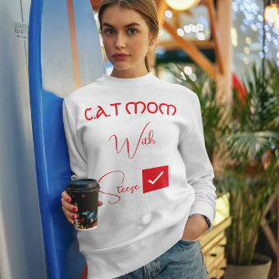 Personlig Kattälskare Röd Skrift Rolig Kattmamma T Shirt