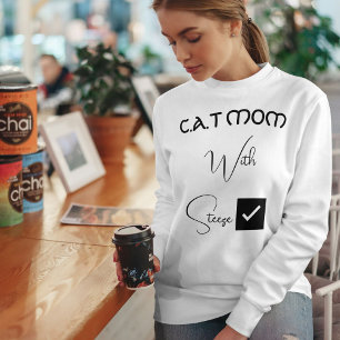Personlig Kattälskare Svart Skrift Rolig Kattmamma T Shirt