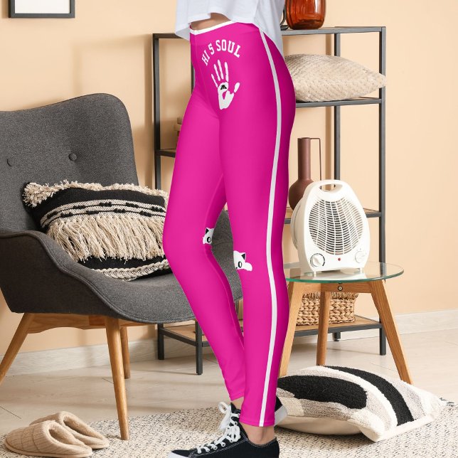 Personlig kattdjur het rosa vit rand present leggings (Skapare uppladdad)