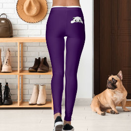 Personlig kattdjurspresent i lila och vit randig d leggings