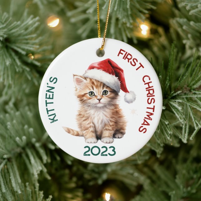 Personlig Kattens första juldesign Julgransprydnad Keramik (Träd)