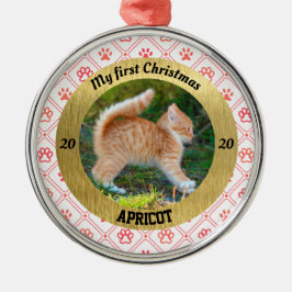Personlig Kattens första julfoto Julgransprydnad Metall