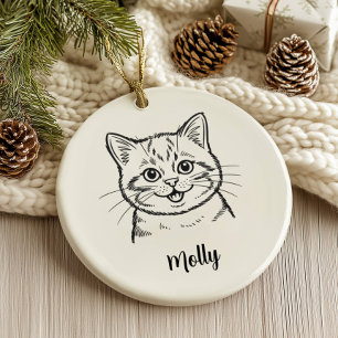Personlig kattjul julgransprydnad keramik
