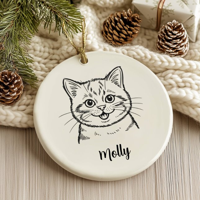Personlig kattjul julgransprydnad keramik (Skapare uppladdad)