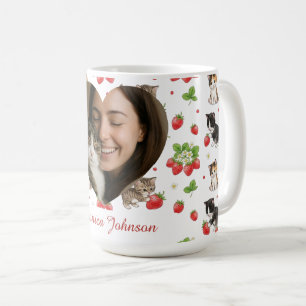 Personlig Kattmamma Jordgubbs Katt Kop Kaffemugg