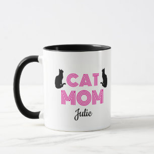 Personlig kattmamma-mugg med kattritningar mugg