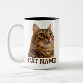 Personlig kattmugg med foto | Anpassat kattenamn Två-Tonad Mugg