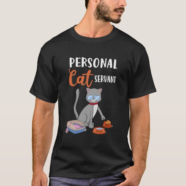 Personlig kattservantkatt t shirt (Framsida)