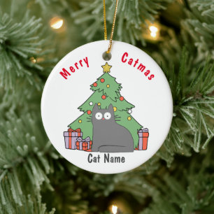 Personlig Kattunge jul-grått-katt Julgransprydnad Keramik