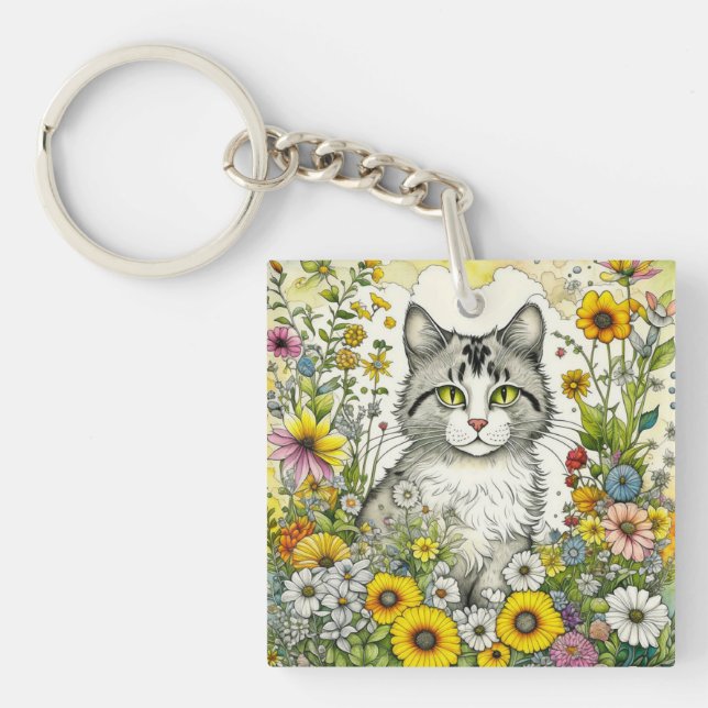 Personlig Kattunge Sitta i Blommor (Framsidan)