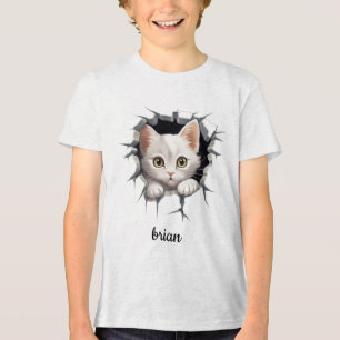 Personlig kattunge som pissar ut ur faux hål t shirt