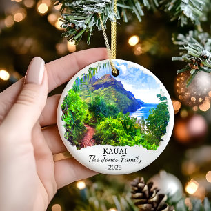 Personlig Kauai Ornament, Hawaii Gift Julgransprydnad Keramik