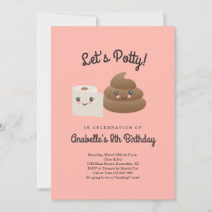 Personlig Kawaii Bajs & TP (Toalettpapper) Fest Inbjudningar