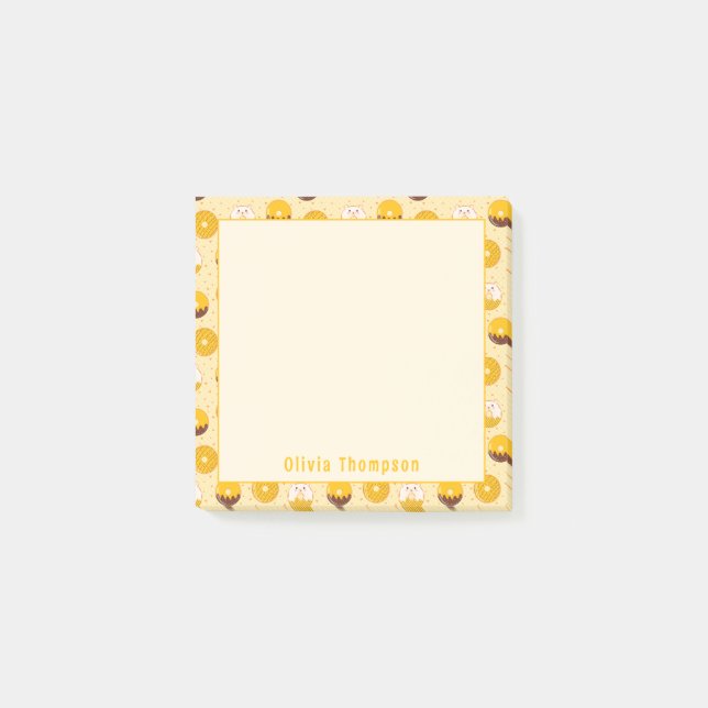 Personlig Kawaii Bear Donut Notes Post-it Block (Framsida)