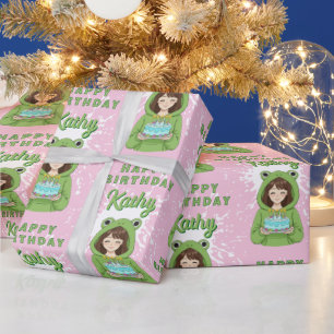 Personlig Kawaii Groda Tröja Flicka Födelsedag Presentpapper