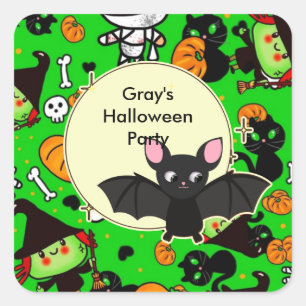 Personlig Kawaii Halloween säger tack Fyrkantigt Klistermärke