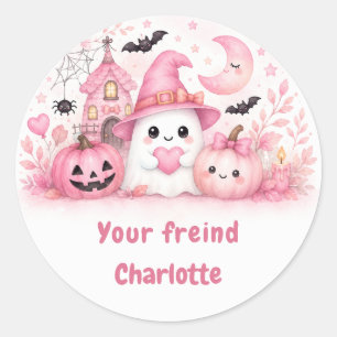 Personlig Kawaii Halloween-spökdekal Runt Klistermärke