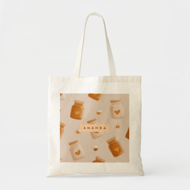 Personlig Kawaii honey Burk Mönster Tygkasse (Framsidan)