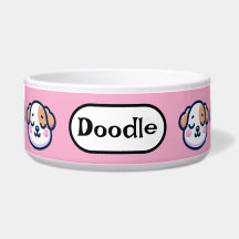 "Personlig Kawaii Hund Bowl med Namn bricka"