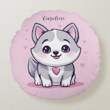 Personlig Kawaii Husky Valp Rosa