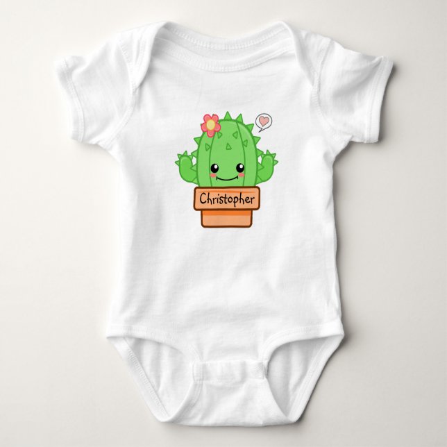 Personlig Kawaii Kaktus   T Shirt (Framsida)