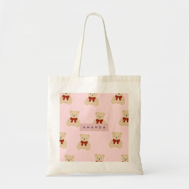 Personlig Kawaii Nalle Mönster Tygkasse (Framsidan)