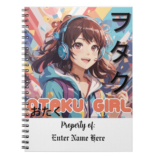 Personlig Kawaii Otaku Girl Anime Notebook Anteckningsbok (Framsidan)