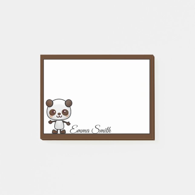 Personlig Kawaii Panda Bear Post-it Notes Block (Framsida)
