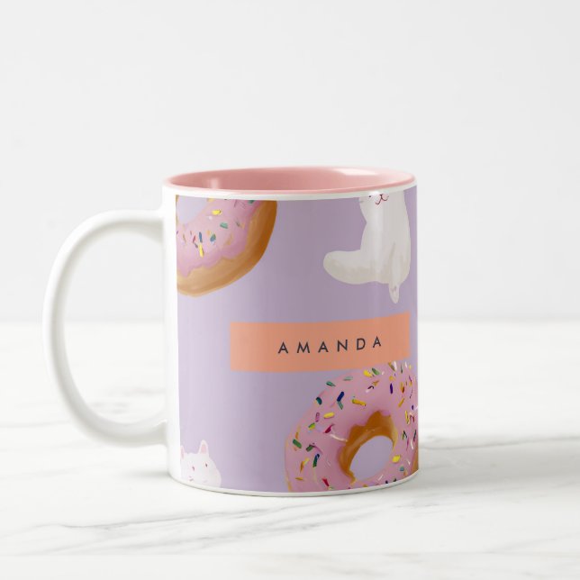 Personlig Kawaii Pastel Donuts Mönster Två-Tonad Mugg (Vänster)