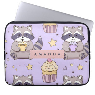 Personlig Kawaii Raccoons med Muffins Mönster Laptop Fodral