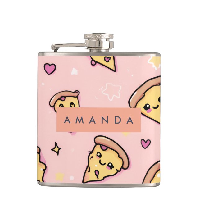 Personlig Kawaii Roligt Pizza Slice Mönster Fickplunta (Framsidan)