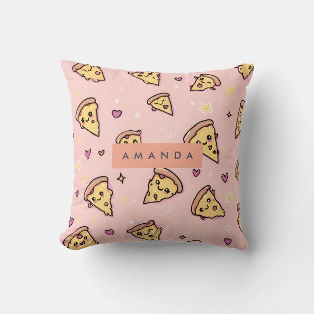 Personlig Kawaii Roligt Pizza Slice Mönster Kudde (Framsida)