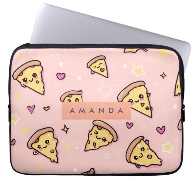 Personlig Kawaii Roligt Pizza Slice Mönster Laptop Fodral (Framsidan)