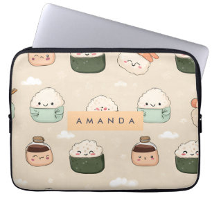 Personlig Kawaii Sushi Japansk Food Mönster Laptop Fodral