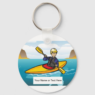 Personlig Kayaking - Manlig Tecknad Nyckelring
