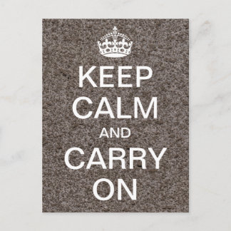 Personlig KEEP CALM and CARRY ON - stone Vykort
