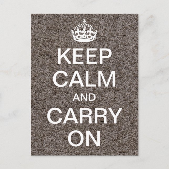 Personlig KEEP CALM and CARRY ON - stone Vykort (Framsida)
