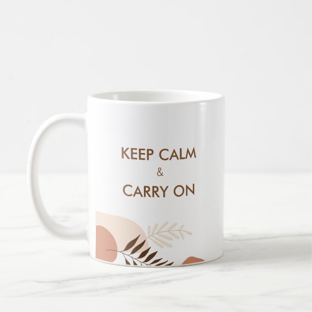 Personlig Keep Calm & Carry On Modern Chic  Kaffemugg (Vänster)
