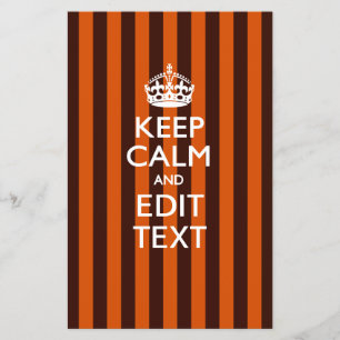 Personlig KEEP CALM Din Text på Orange Ränder Flygblad