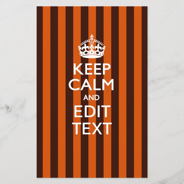 Personlig KEEP CALM Din Text på Orange Ränder Flygblad (Framsidan)