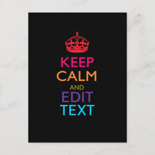 Personlig KEEP CALM Med Din Text Flerfärgad Vykort